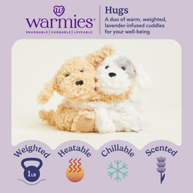 Warmies Hugs Duo Puppy weighted plush provides a gentle hug