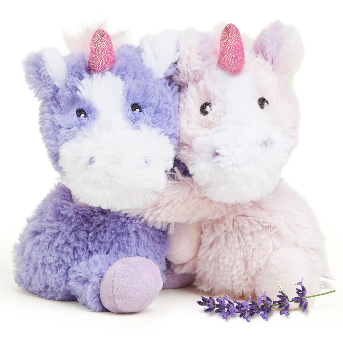 Warmies Hugs Duo Unicorn heated for soothing warmth and bedtime comfort.