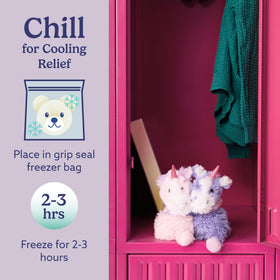 Warmies Hugs Duo Unicorn child-safe design for family-friendly comfort.
