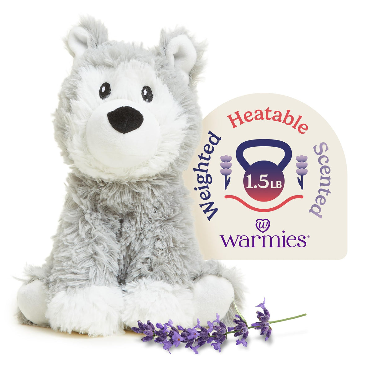 Warmies Husky microwavable stuffed animal for cozy warmth and comfort