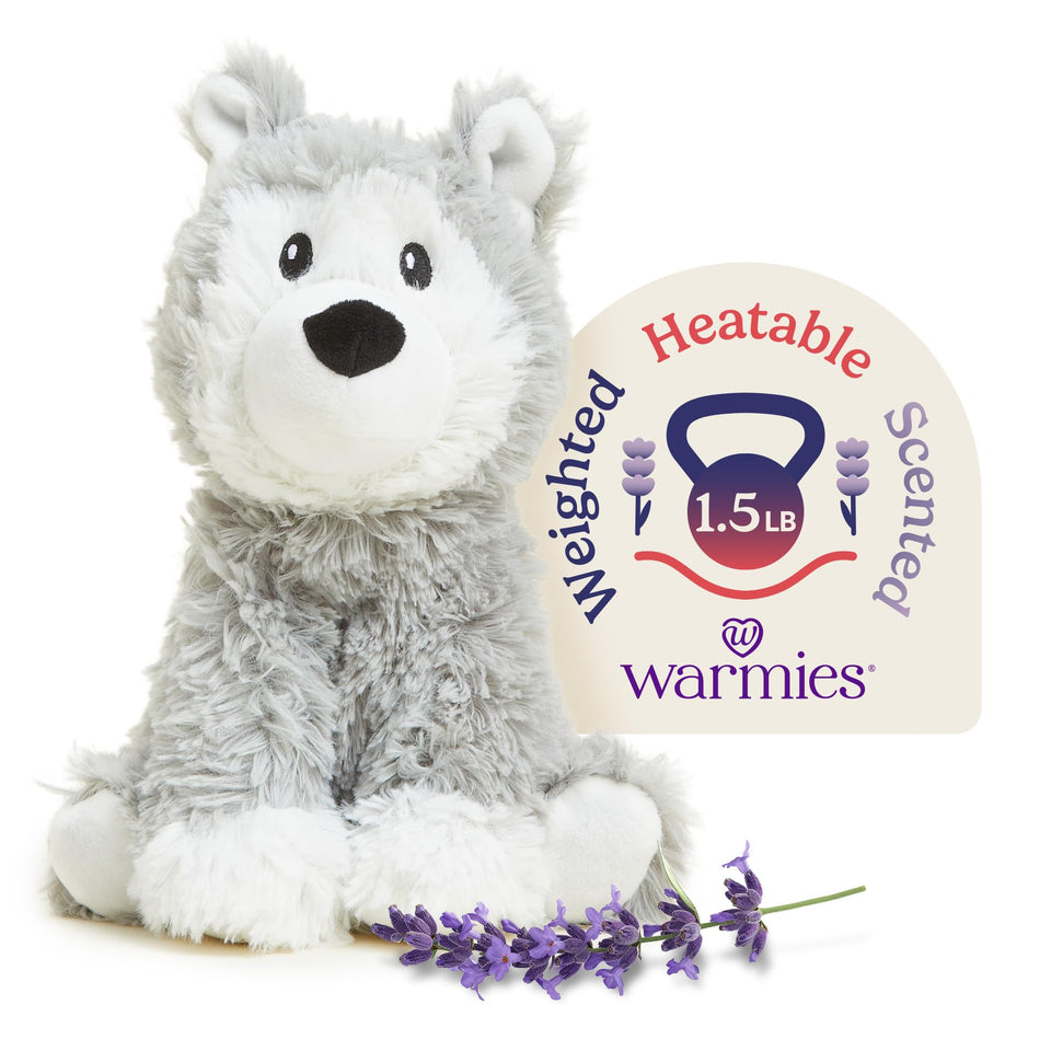 Warmies Husky microwavable stuffed animal for cozy warmth and comfort