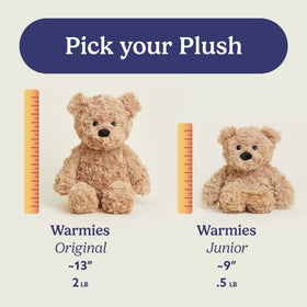 Close-up of Warmies Junior Brown Curly Bear soft plush texture