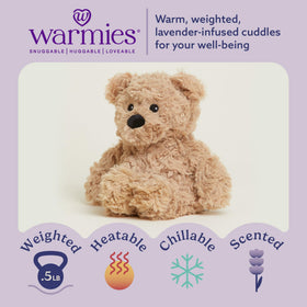 Warmies Junior Brown Curly Bear weighted hug with grain fill