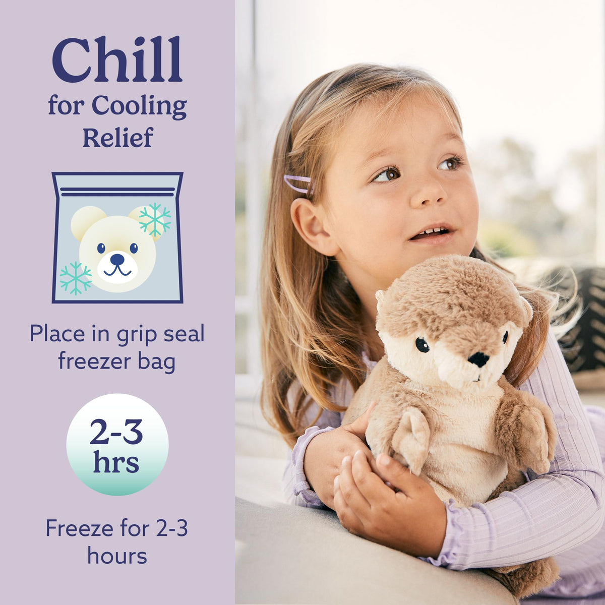 Warmies Junior Otter lavender scent adds gentle aroma at night.