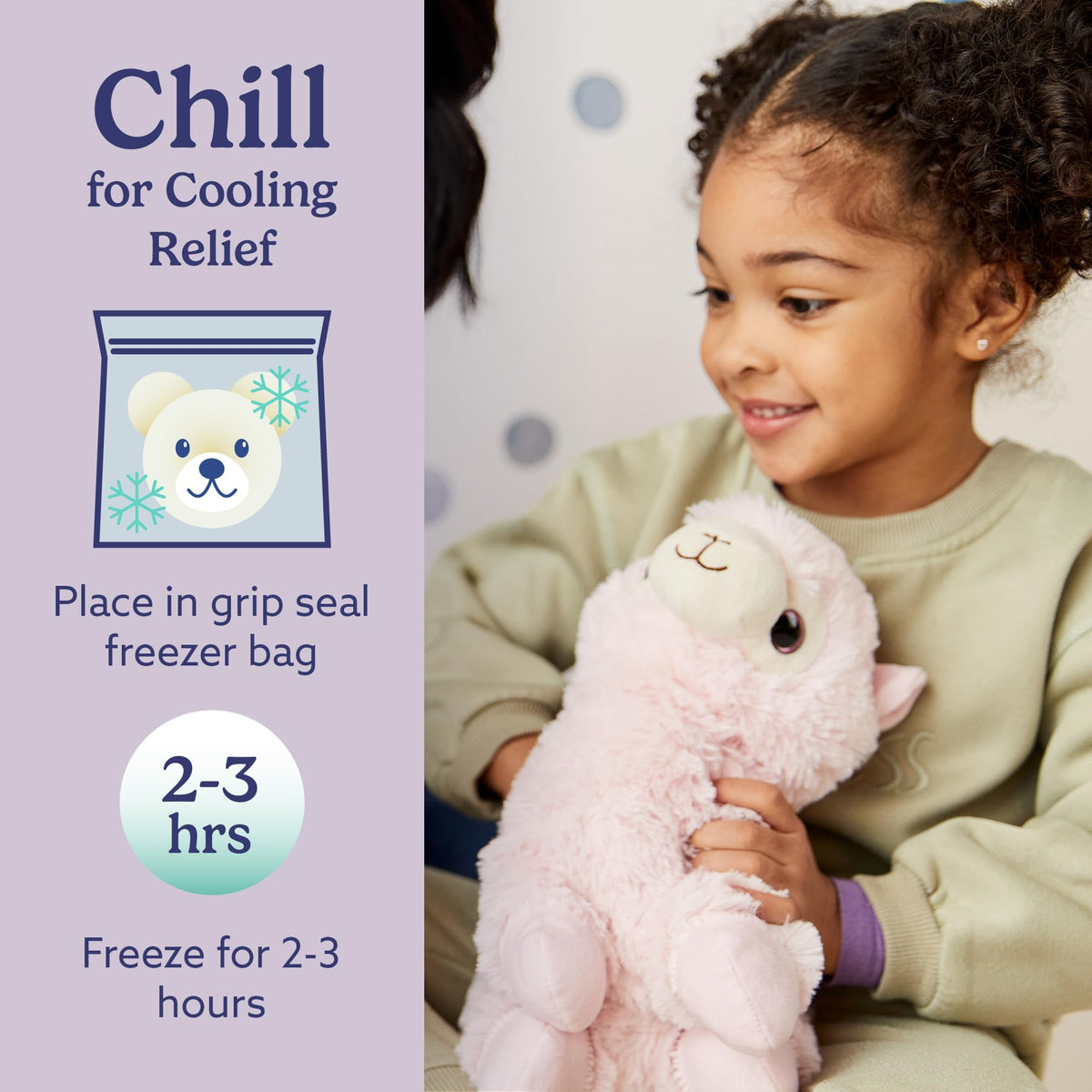 Warmies llama cooling-relief option: chill in freezer for refreshing relief on hot days.