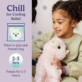 Warmies llama cooling-relief option: chill in freezer for refreshing relief on hot days.
