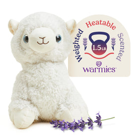 Warmies llama microwavable plush heats for comforting warmth during bedtime rituals.