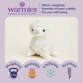 Warmies llama weighted plush provides a cozy hug for relaxation and calm moments.