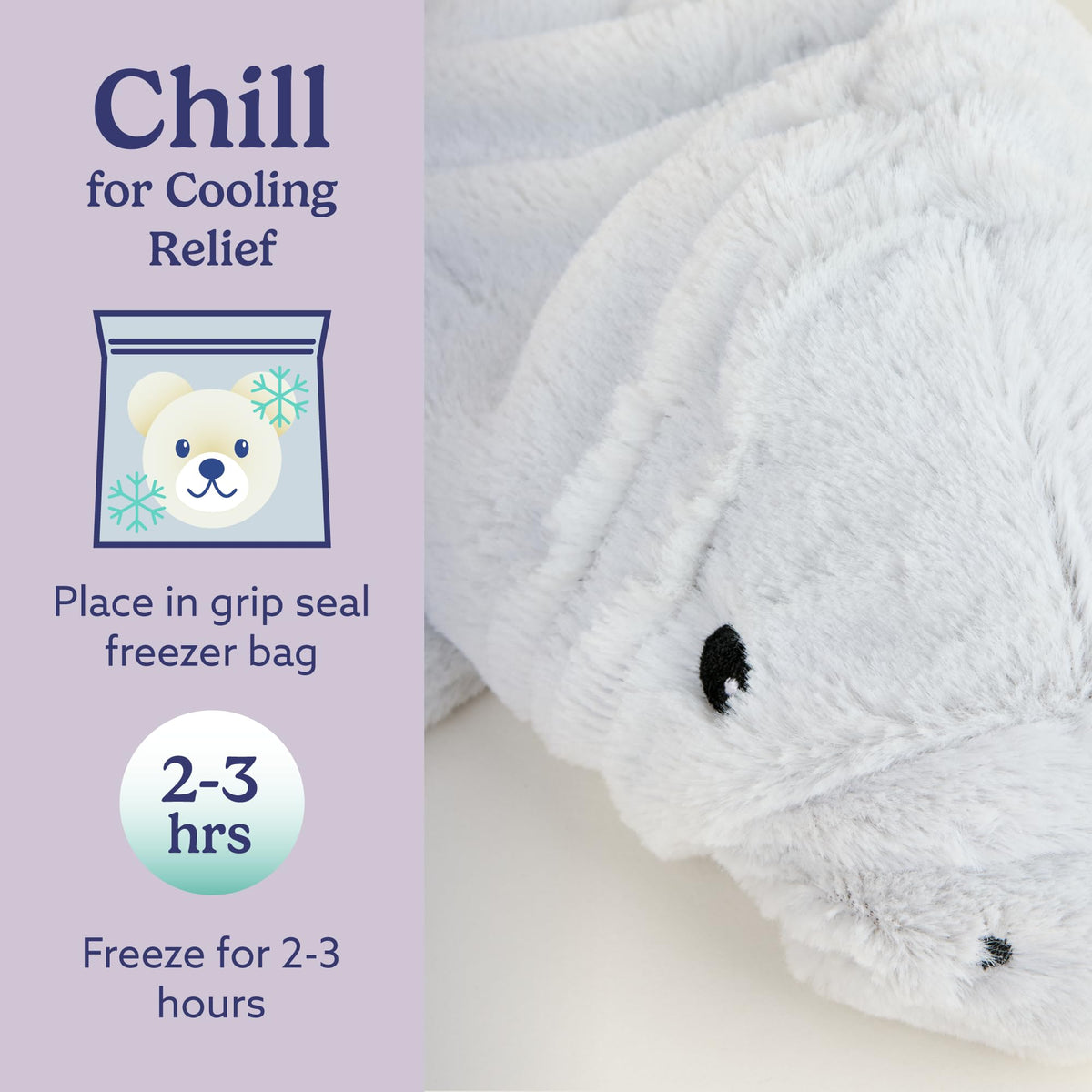 Warmies Manatee heat and cool versatility for soothing comfort.