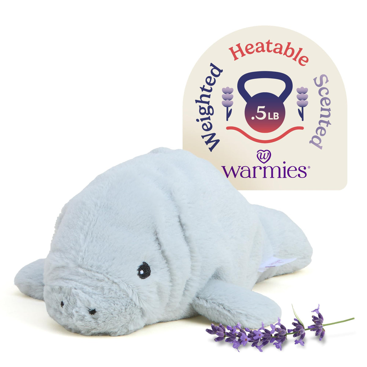 Warmies Manatee microwavable plush ready for warm, cozy snuggles.