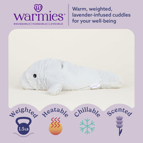 Warmies Manatee soft plush for comforting hugs and bedtime routines.