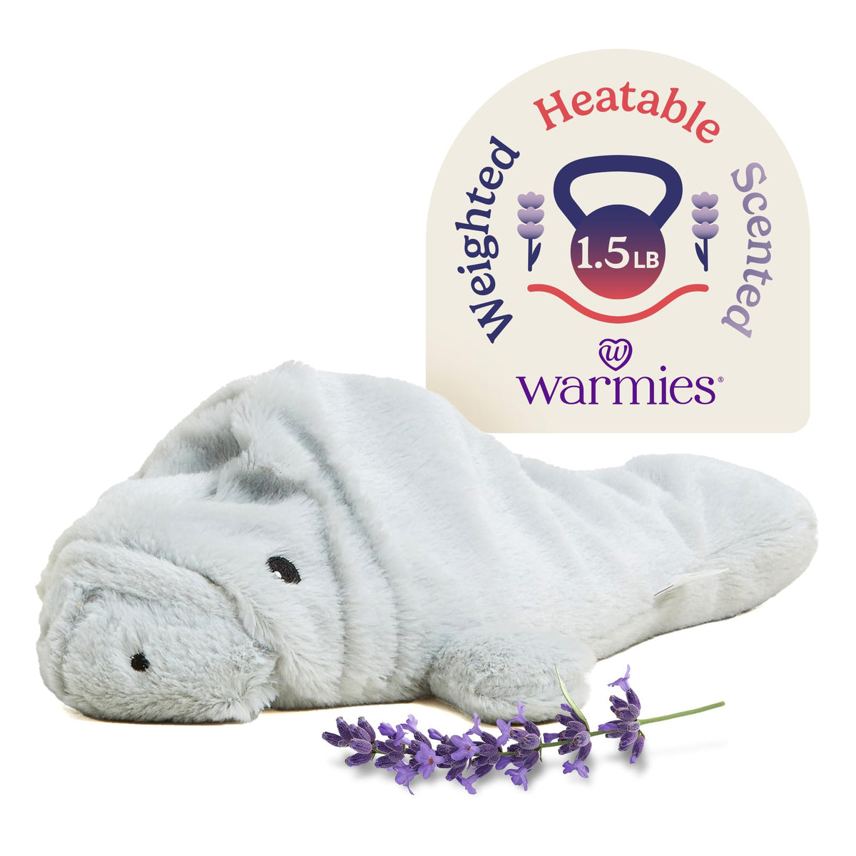 Warmies Manatee microwavable plush for soothing warmth and cozy snuggles.