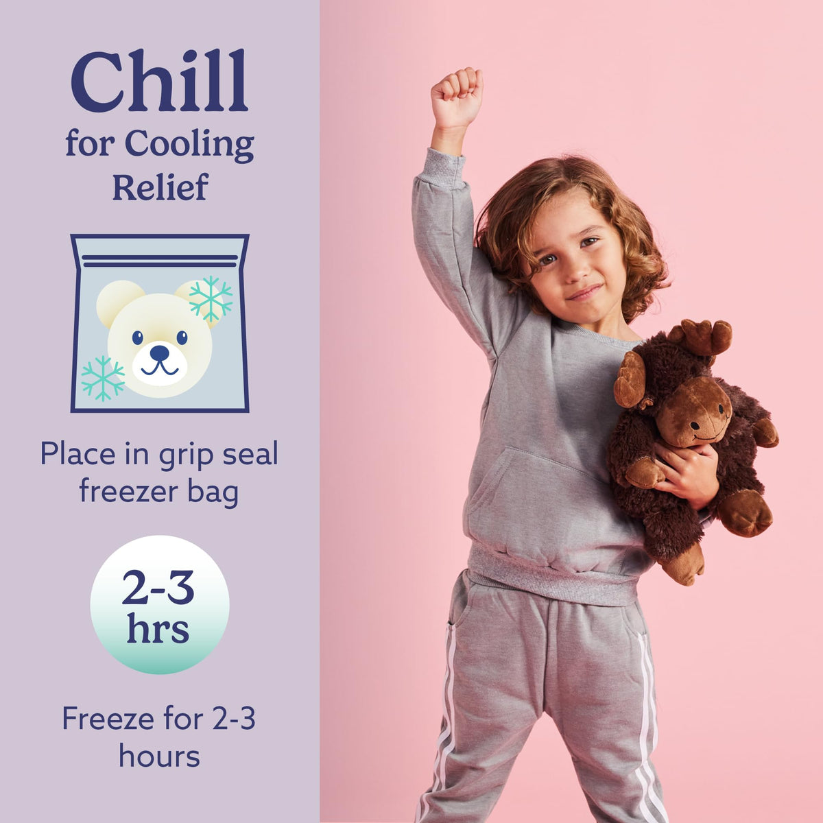Warmies Moose bedtime snuggle encourages a calm, consistent sleep routine.