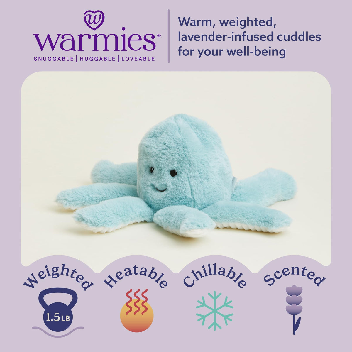 Warmies Octopus weighted plush provides gentle pressure for cozy moments