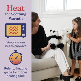 Warmies Panda heats in about 90 seconds for comforting warmth