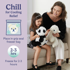 Warmies Panda can be frozen for cooling relief