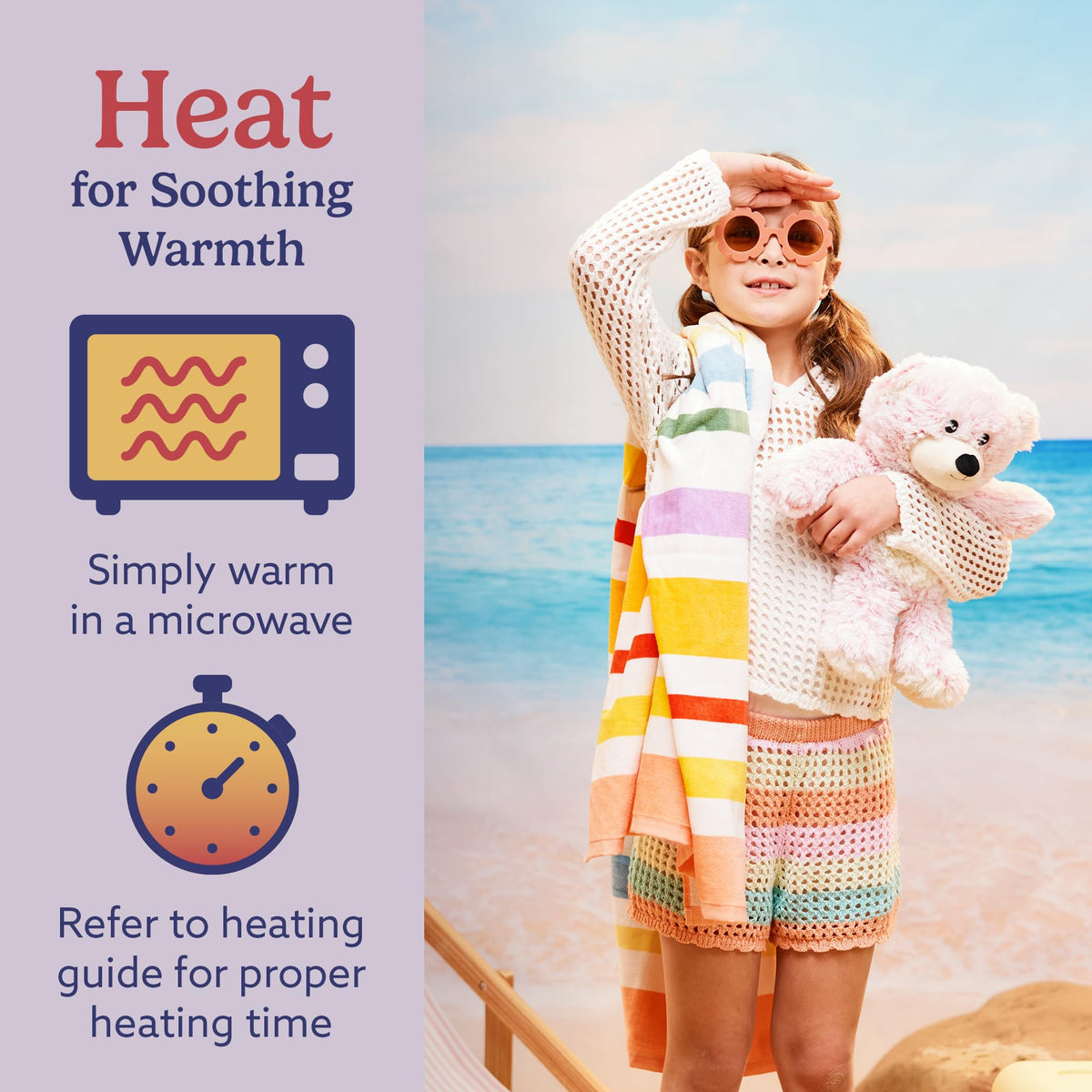 Warmies pink bear lavender aroma adds gentle calm.