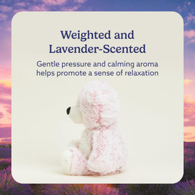 Warmies pink bear weighted plush for comforting hugs.