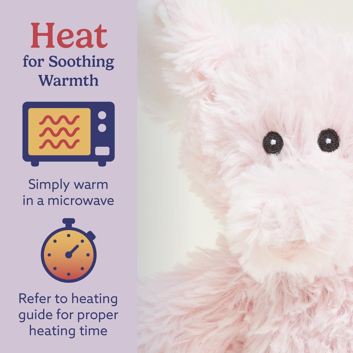 Warmies Pink Elephant in microwave ready for quick warmth at home.