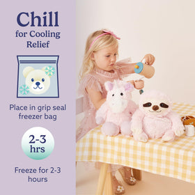 Warmies Pink Sloth 13-inch size for roomy snuggles.