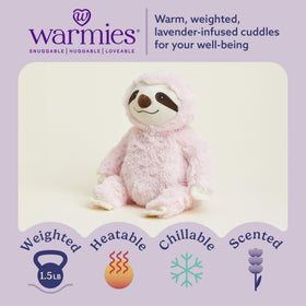 Warmies Pink Sloth weighted plush delivers cozy comforting weight.