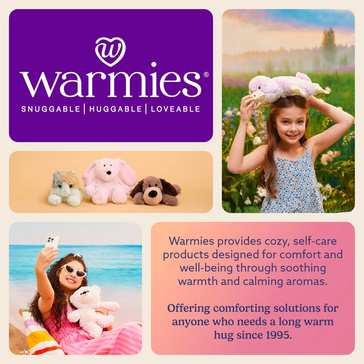 Gift-ready Warmies platypus plush suitable for kids and adults.