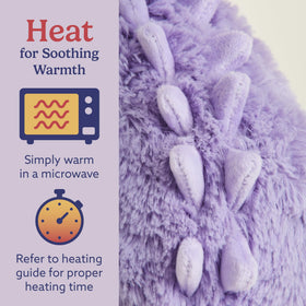 Warmies purple long-neck dinosaur features real grain filling for weighted plush feel.