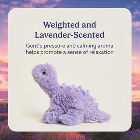 Warmies purple long-neck dinosaur emits a gentle lavender-scented aroma.