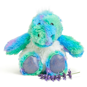 Warmies Rainbow Dinosaur plush front view for cozy warmth and comfort.