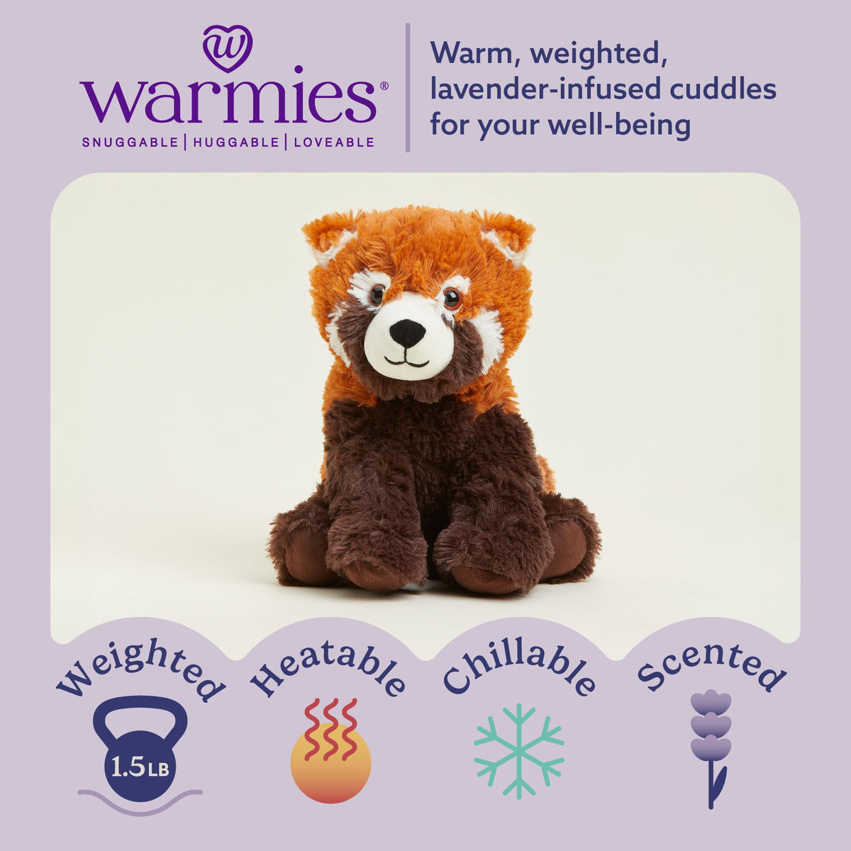 Warmies red panda heated plush provides long-lasting warmth after a 90-second session.