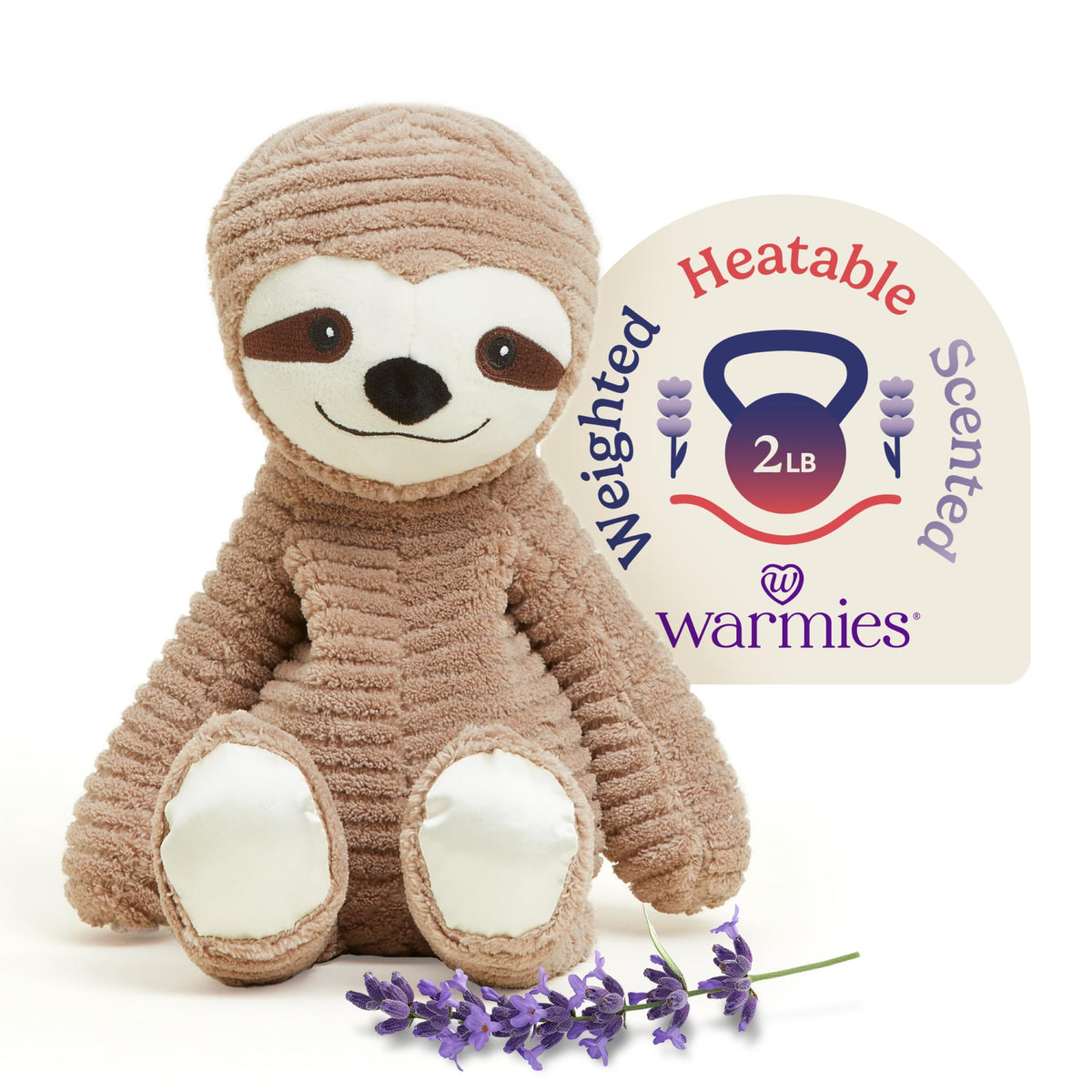 Warmies Sloth microwavable plush with soft fabric for cozy warmth.