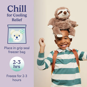 Warmies Sloth warms in the microwave for quick cozy heat.
