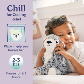 Warmies Snow Leopard cooling relief image shows a chilled, refreshing touch.