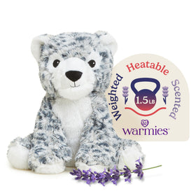 Warmies Snow Leopard microwavable plush offers soothing warmth for cozy nights.
