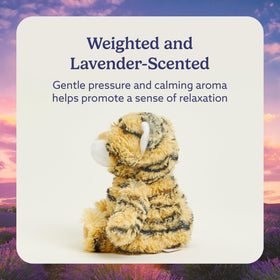 Warmies Tiger Junior soft plush material for gentle hugs.