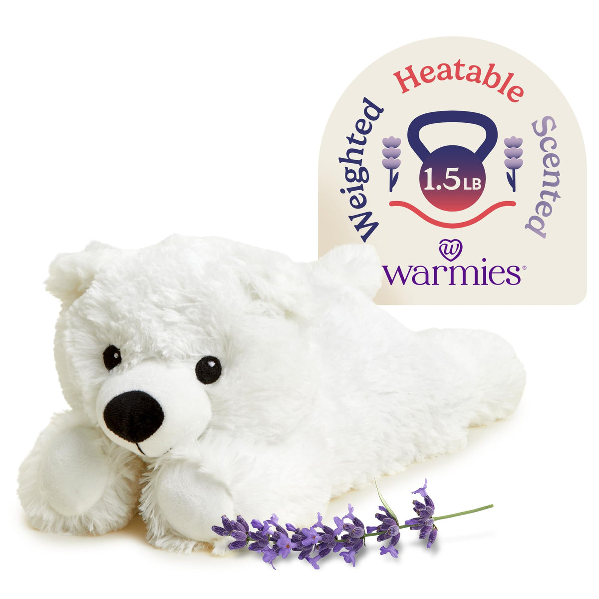 Warmies White Bear microwavable plush for cozy warmth and comforting hugs.