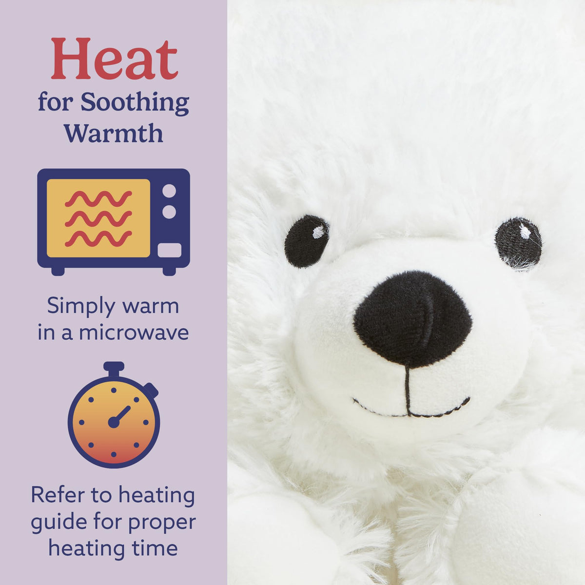 Warmies White Bear weighted plush provides soothing pressure for relaxation.