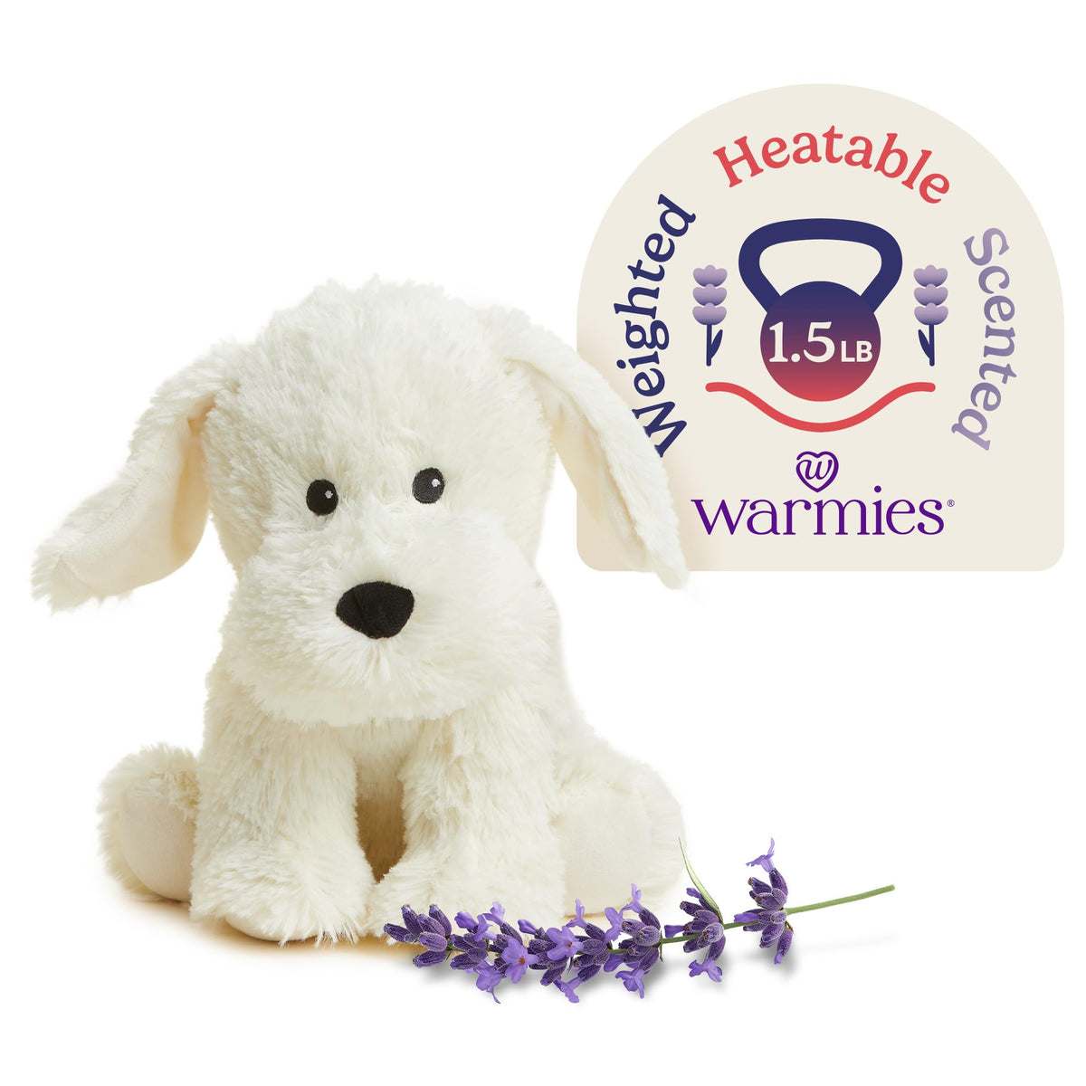 Warmies Yellow Lab microwavable stuffed animal warms with calming lavender scent.