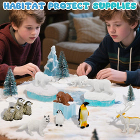Warmtree mini pine trees enhance the Arctic diorama with greenery.