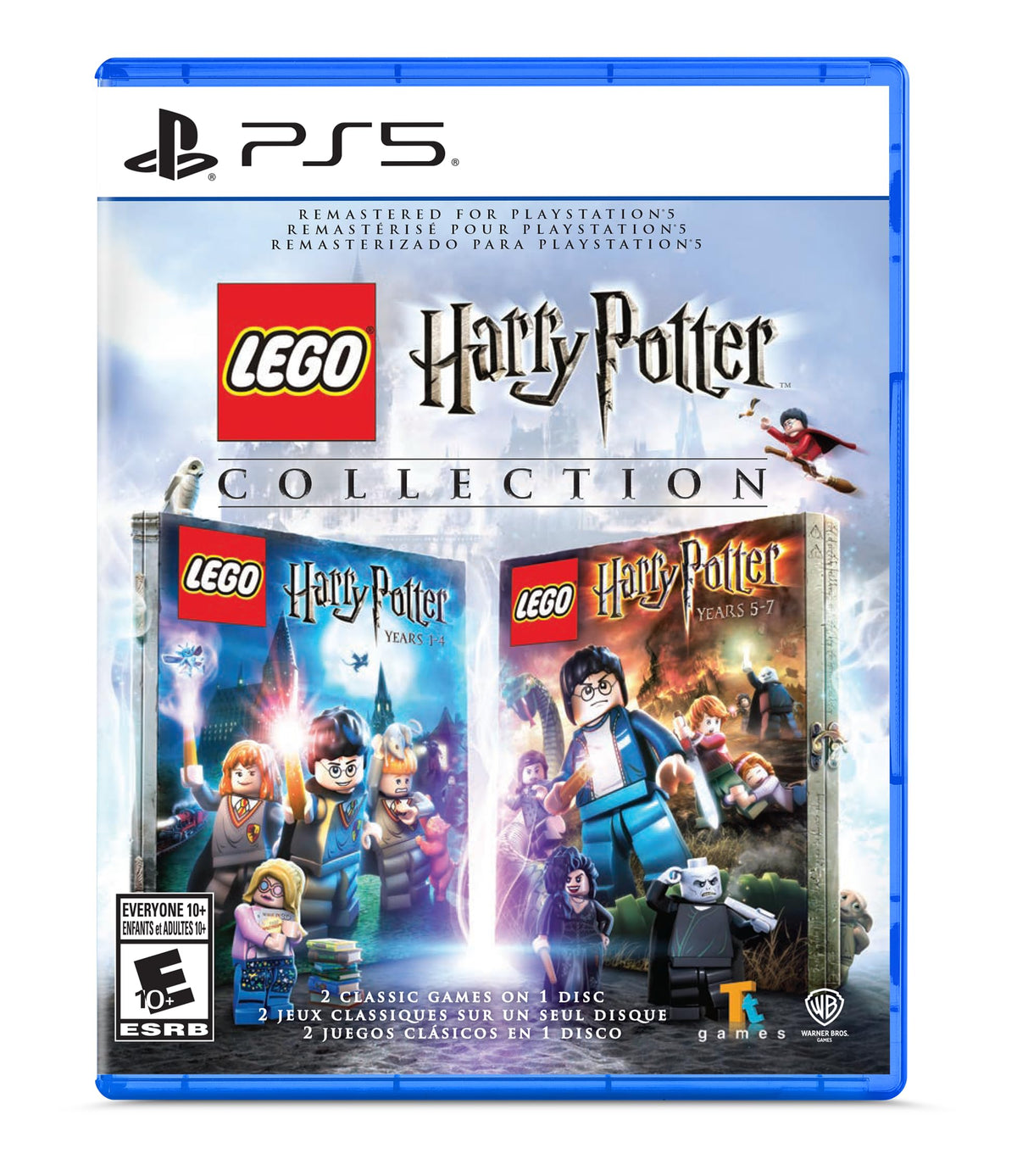 Warner Bros LEGO Harry Potter Collection PS5 cover art highlights remastered visuals for immersive spellcasting.