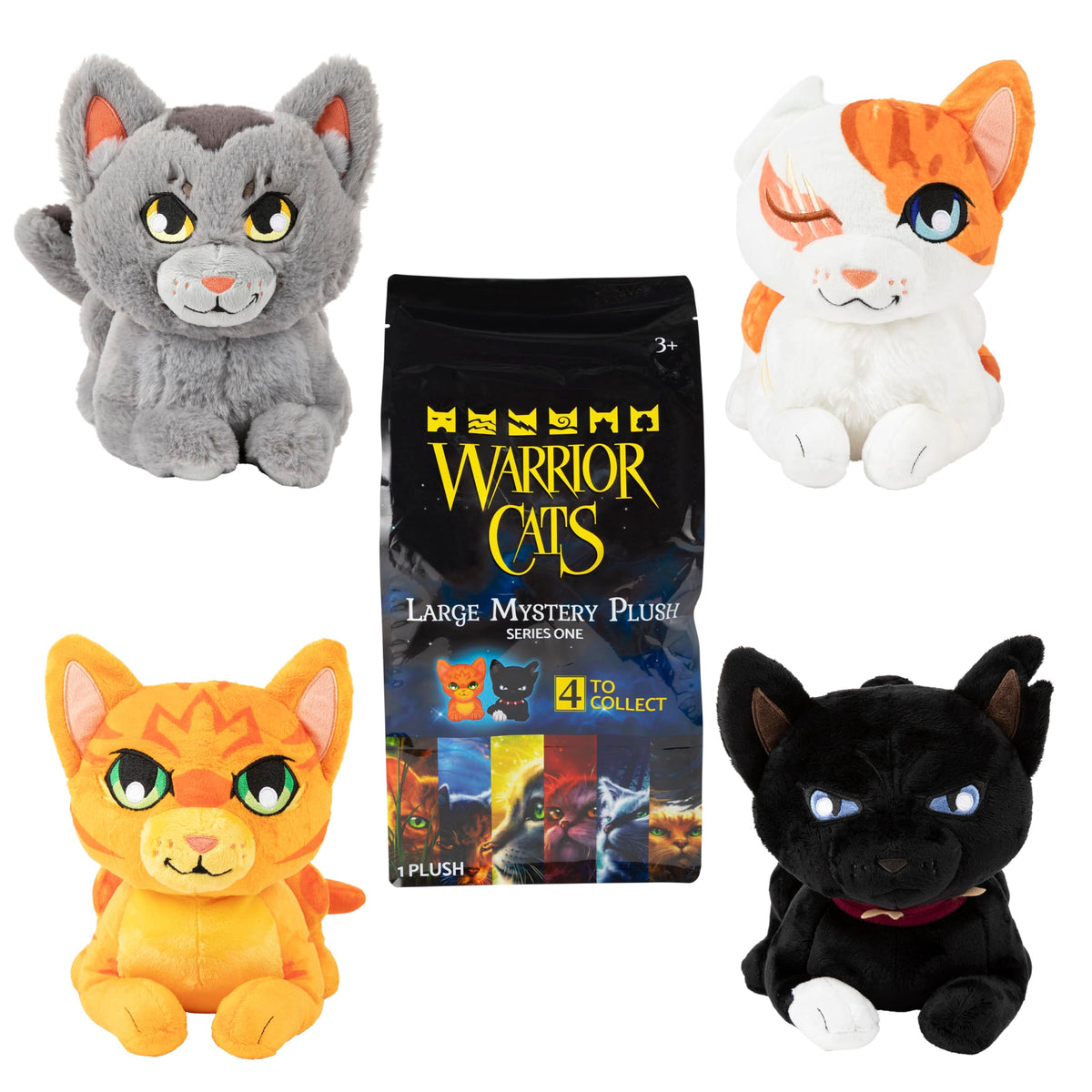 Warrior Cats 11-inch Firestar mystery plush in a blind bag for cozy storytelling.