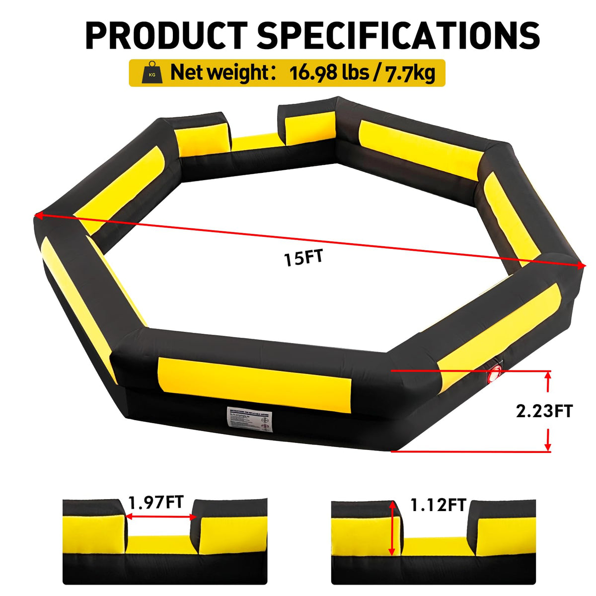 WARSUN Gaga Ball Pit carry handles enable easy transport.