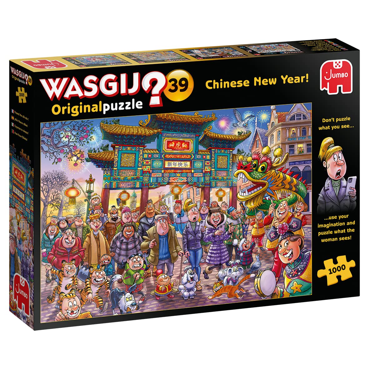 Wasgij Original 39 Chinese New Year box art illustrating the mystery concept for families.