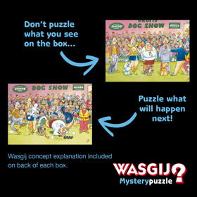 Wasgij Retro Mystery 8 puzzle pieces laid out, inviting strategic solving and extended play sessions.