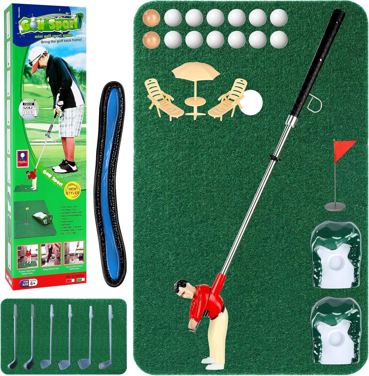 Wassteel mini golf course cloth laid out for indoor family play and easy setup.