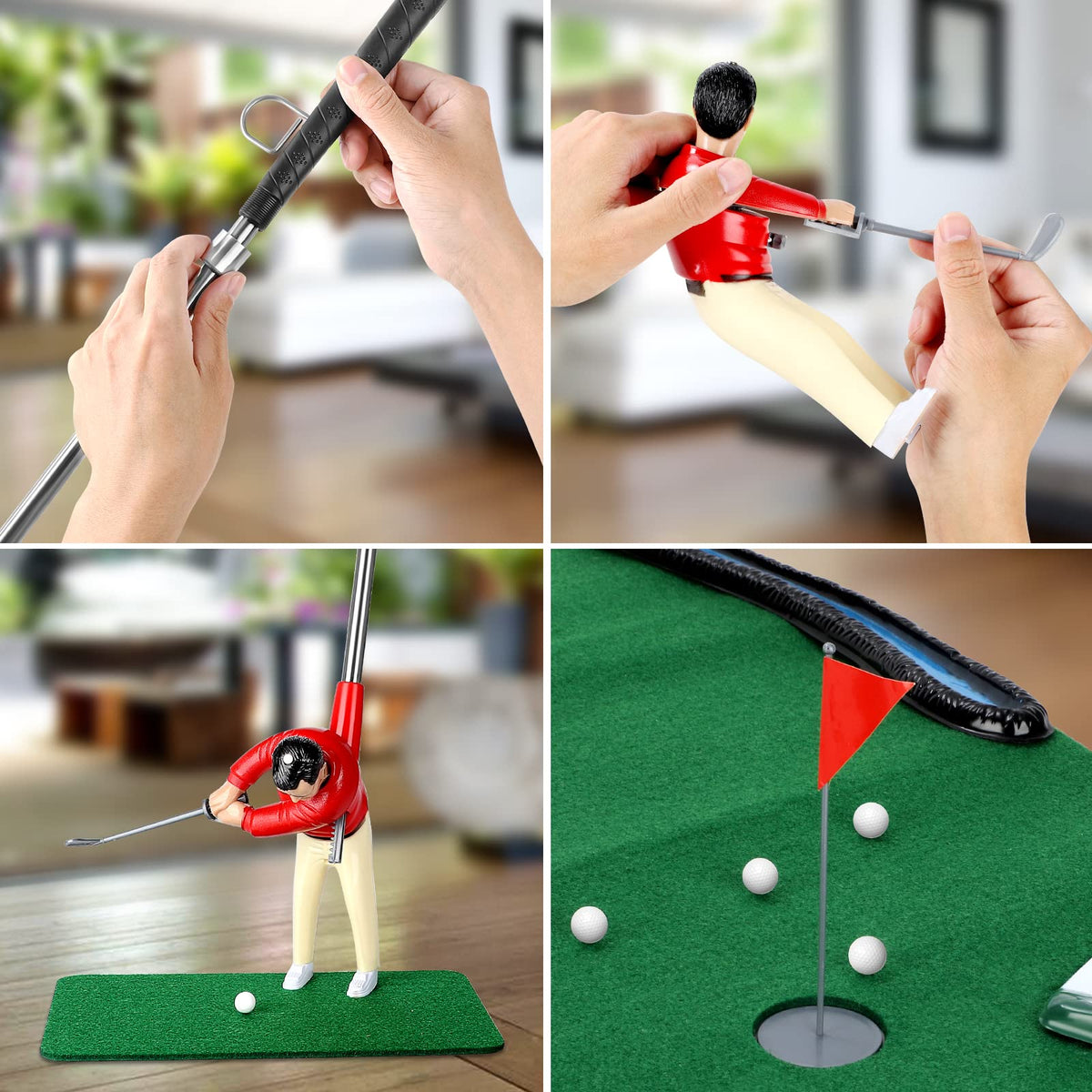 Wassteel mini golf miniature golfer man adds whimsy to family games.
