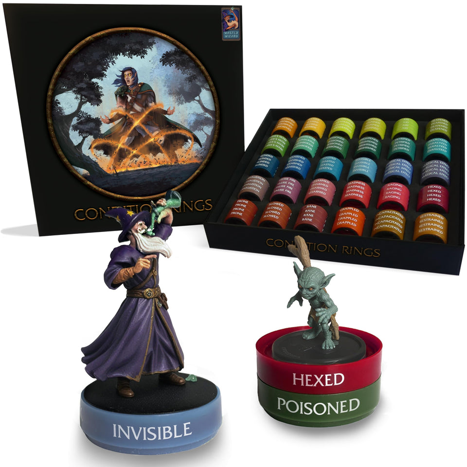 WASTED WIZARD stackable rings for quick status tracking on minis