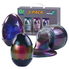 WaterELF Galaxy Slime Mercury-Green bottle close-up for vibrant color and smooth stretch.