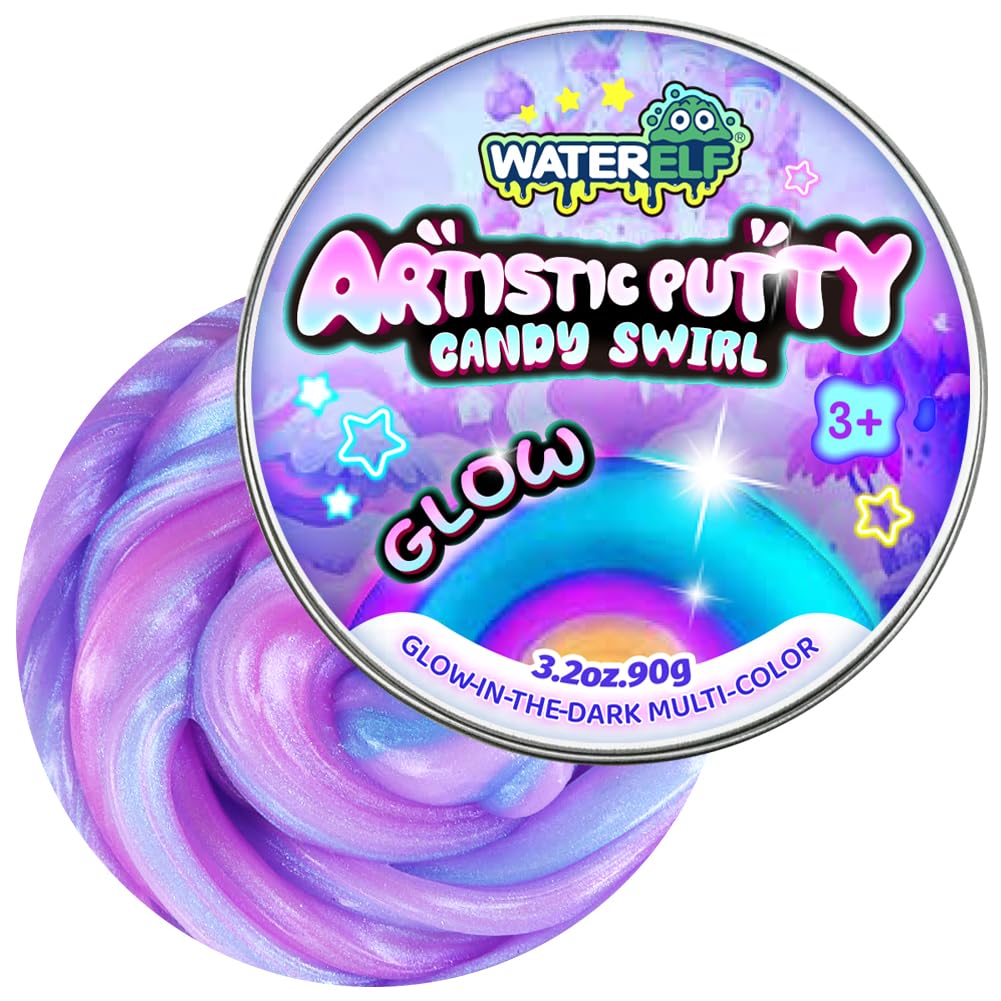 Waterelf Glow in the Dark Putty tin with vibrant color for engaging, portable sensory play.