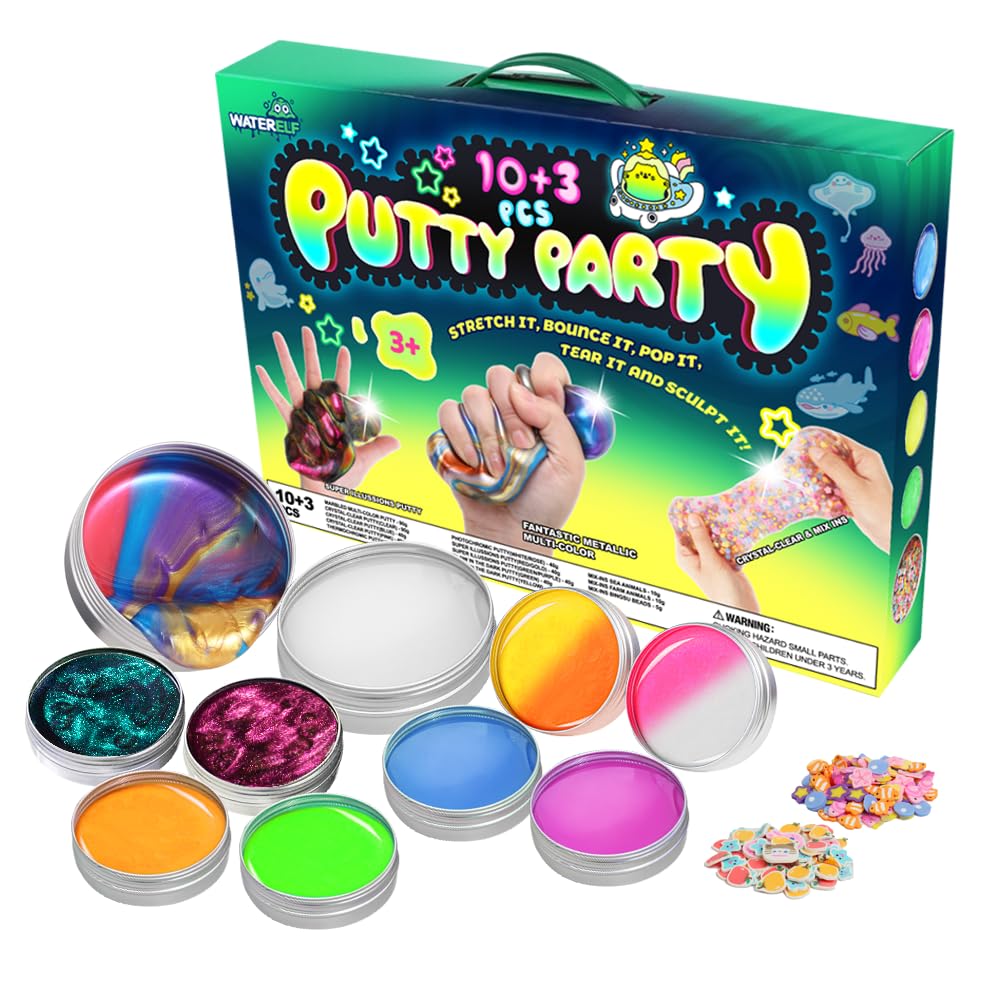WATERELF 10pc putty kit offers colorful packs for sensory exploration.